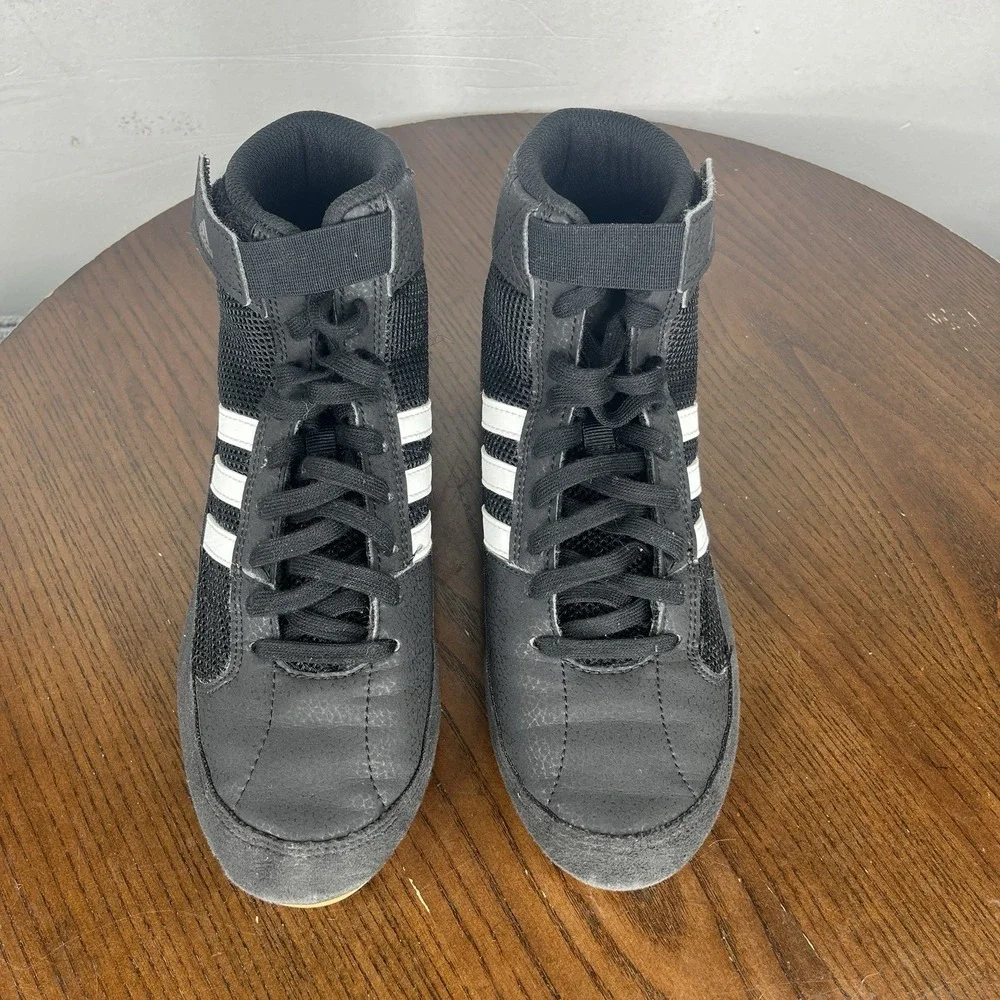 Adidas HVC 2 Shoes Men's 6 Black Wrestling Boxing Athletic Gum‎ Sole Sneakers